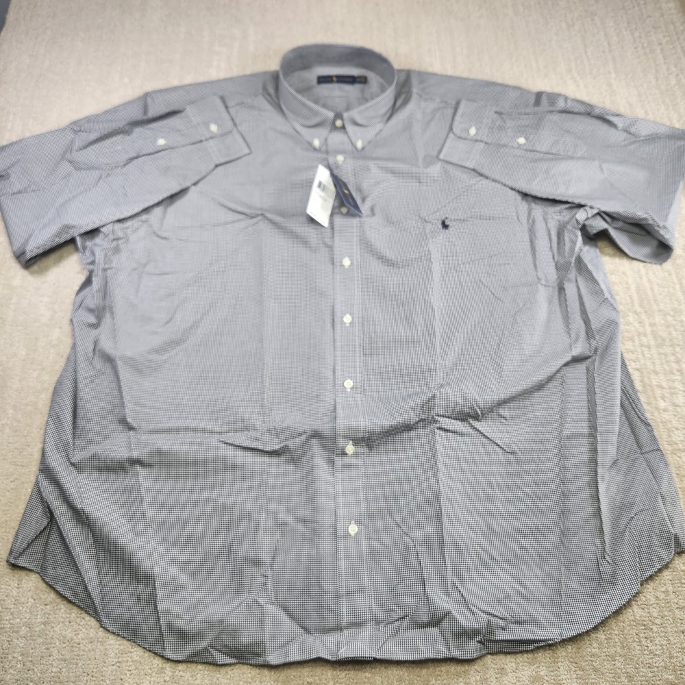 NEW Polo Ralph Lauren Shirt Men 4XB Poplin Button Down Black White Micro Check - Picture 2 of 10